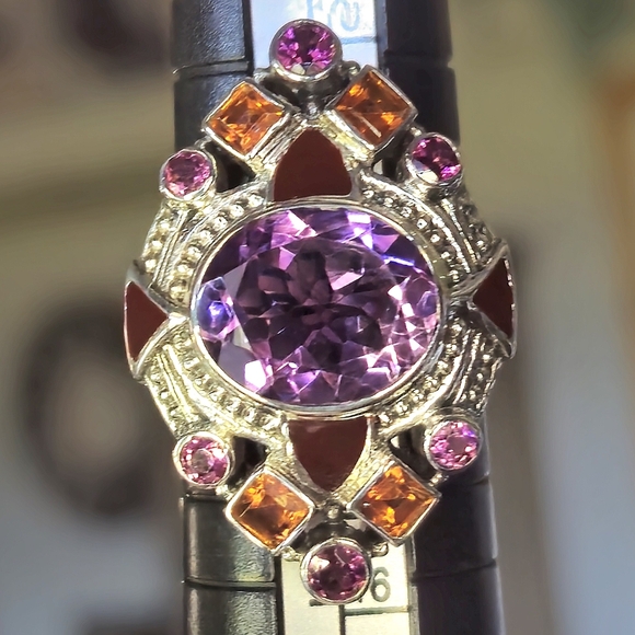 NICKY BUTLER 925 Sterling Silver Amethyst Topaz Rhodolite Designer Ring Sz 6 NWT - Picture 13 of 16
